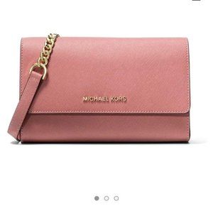 Michael Kors Jet Set Travel Clutch Crossbody Bag Rose